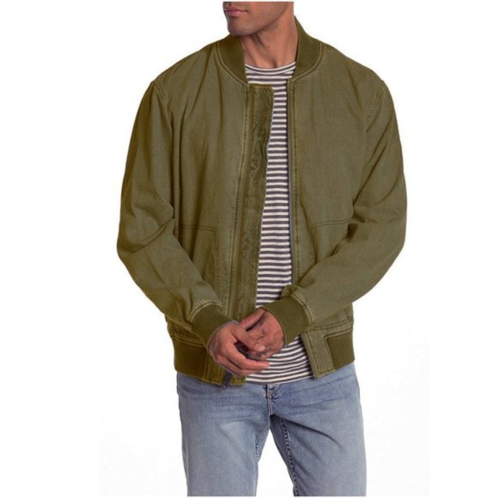 Slate & Stone Bomber Jacket Green Varsity Collar